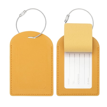 Luggage Tags, Yellow Airplane Essentials with Metal Cable, 2 Pcs