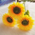 thumbnail image 4 of Ludlz 1Pc 7 Heads Artificial Sunflower Bouquet, Plastic Fake Yellow Flowers in Metal Potted Bonsai for Christmas Home, Office, Party, Wedding, Windowsill Decor, 4 of 8