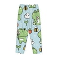 thumbnail image 5 of Disketp Cute Floral Frog Print Women'S Comfy Pajama Pants Casual Drawstring Palazzo Lounge Wide Leg Pants, 5 of 9