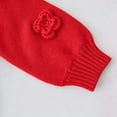 thumbnail image 5 of Sentuca Girls Sweaters,Cardigan for Toddlers 3D Floral Openwork Knit Cardigan Round Neck Long Sleeve Solid Color Comfortable Cardigan Sweaters Size 1-2Y Red, 5 of 7