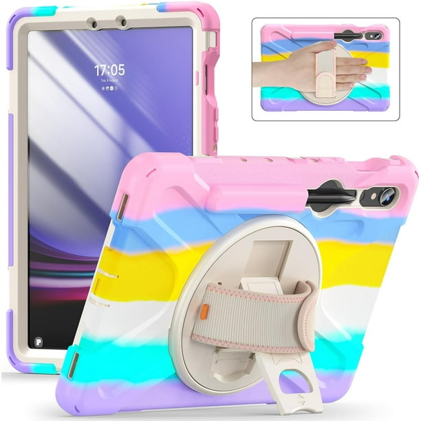 Funda protectora para Samsung Galaxy Tab S10 Lite / S10 FE / S9 FE 5G / S9 Tablet de 10,9''/11'', a prueba de golpes, con portalápices, correa de mano giratoria de 360° y correa para el hombro.