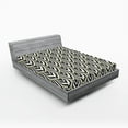 thumbnail image 2 of Ambesonne Geometric Fitted Sheet, Abstract Boho Ethnic Leaf, King Size, Charcoal Grey and Mustard, 2 of 5