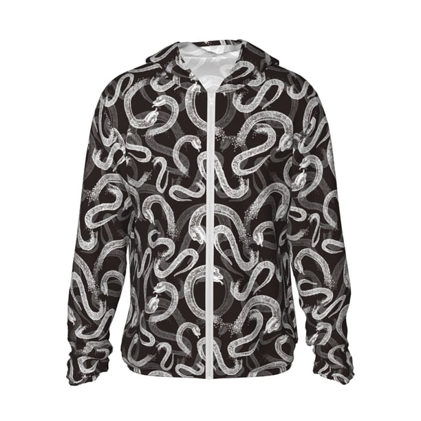 Fotbe Hand Drawn Snake Chaqueta con Protección Solar UPF 50+ para Hombre y Mujer, Camisa con Capucha y Bolsillos-Small