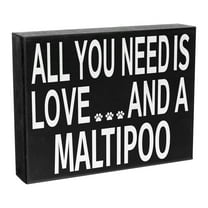 JennyGems All You Need Is Love And A Maltipoo Wood Sign, 8x6 Inches, Maltipoo Gift, Dog Moms, Home Accent Plaque, Wall Hanging Decor, Maltipoo Stuff, American Made