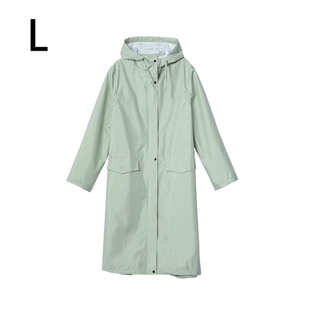 Imperméable Long Unisexe Élégant Mince Randonnée Extérieure Respirant Veste de Pluie avec Capuche Tenue de Pluie pour Randonnée Verte L