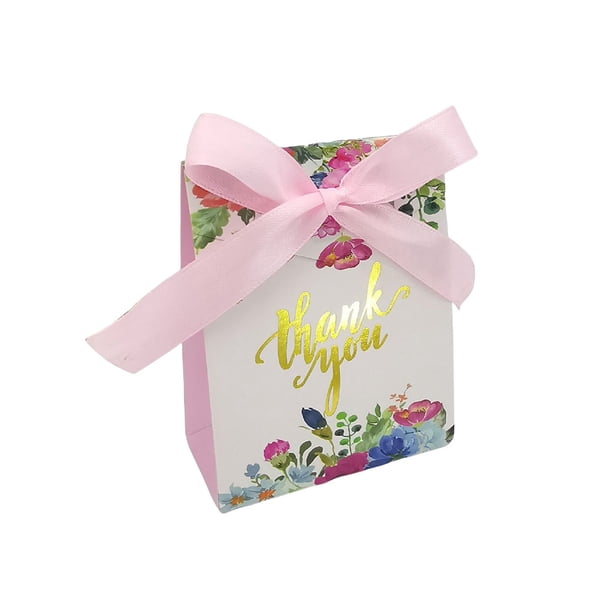 Cateissary 50 unidades/juego de caja de papel para dulces de boda con cinta, caja de regalo de fiesta de estilo de moda portátil para propuesta de Almacenamiento y organización del hogar Tipo 2 Cateissary HA081229-02