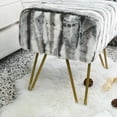 thumbnail image 6 of Home Soft Things Multi Jacquard Faux Fur Ottoman - Grey - 19x13x17", 6 of 8