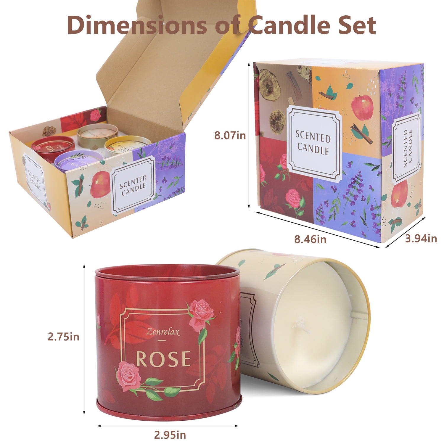 ASTRAEA 4 Pack Scented Candle Set for Home Scented, Jars Soy Wax Aromatherapy Candles 200H Burn Time for Women Stress Relief Relaxing Spa Birthday Valentine's Day Gift