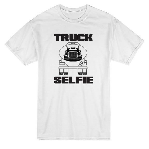 Truck Selfie Graphic Men White T-Shirt, Male Large