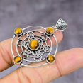 thumbnail image 3 of Natural Tiger Eye Gemstone Handmade 925 Sterling Silver Pendant 2.17", 3 of 4