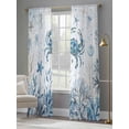 thumbnail image 3 of Blue Marine Life Sheer Curtains 108 Inch Long 2 Panels, Ocean Crab Coral Sea Star Seashell Jellyfish Coastal Light Filtering Rod Pocket Curtains, Sheer Voile Drapes for Living Room Bedroom, 52"x108", 3 of 8