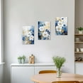 thumbnail image 3 of ZHONGYUTONG Abstract Floral Wall Art 3 Pieces Navy Blue Flowers Canvas Picture Blue and Gold Painting Prints Modern Artwork Home Decor Framed (11.00" x 14.00" x 3PCS), 3 of 6