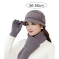 thumbnail image 6 of Cheers.US 1 Set Women Winter Warm Knit Beanie Hat Gloves Long Scarf Set with Fleece Lined Skull Caps Neck Scarves Non-allergenic Comfortable Thick Mother Beanie Cap Scarf Mittens, 6 of 6