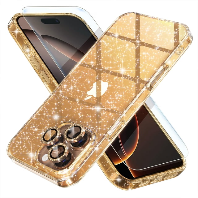Funda de teléfono Choiche compatible con iPhone 16 Pro Max Glitter Gold