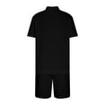 thumbnail image 4 of UVEASISHA Men's Linen 2 Pieces Beach Outfit Cotton Set Short Sleeve Button Down Shirts Summer Beach Shorts Casual Outfits Black, 4 of 5