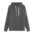 thumbnail image 4 of Fiaer,Women's Oversized Long Hoodies,Womens Loose Fit Fashion Solid Color Drawstring Hooded Sweatshirts with Zipper Pocket Dark Gray XL, 4 of 4