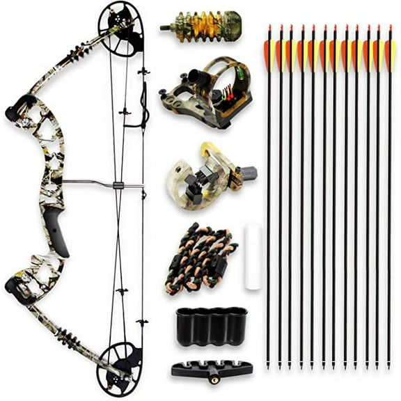 SereneLife Complete Upgraded Compound Bow & Arrow Accessory Kit, Adjustable Draw Weight 30-70 lbs.