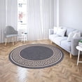 thumbnail image 4 of GAD Great American Distributors Premium Indoor/Outdoor Patio Greek Key Design Area Rug - Inside/Outside Stain & Fade Resistant Rug for The Porch, High Traffic Deck or Lanai (Grey Beige, 5'3" Round), 4 of 5