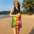 thumbnail image 3 of Naloa Vibrant Color Splash Print Women's Summer Spring Casual Beach Sundress,Vacation Sleeveless Tank Crewneck Loose Dresses, 3 of 7