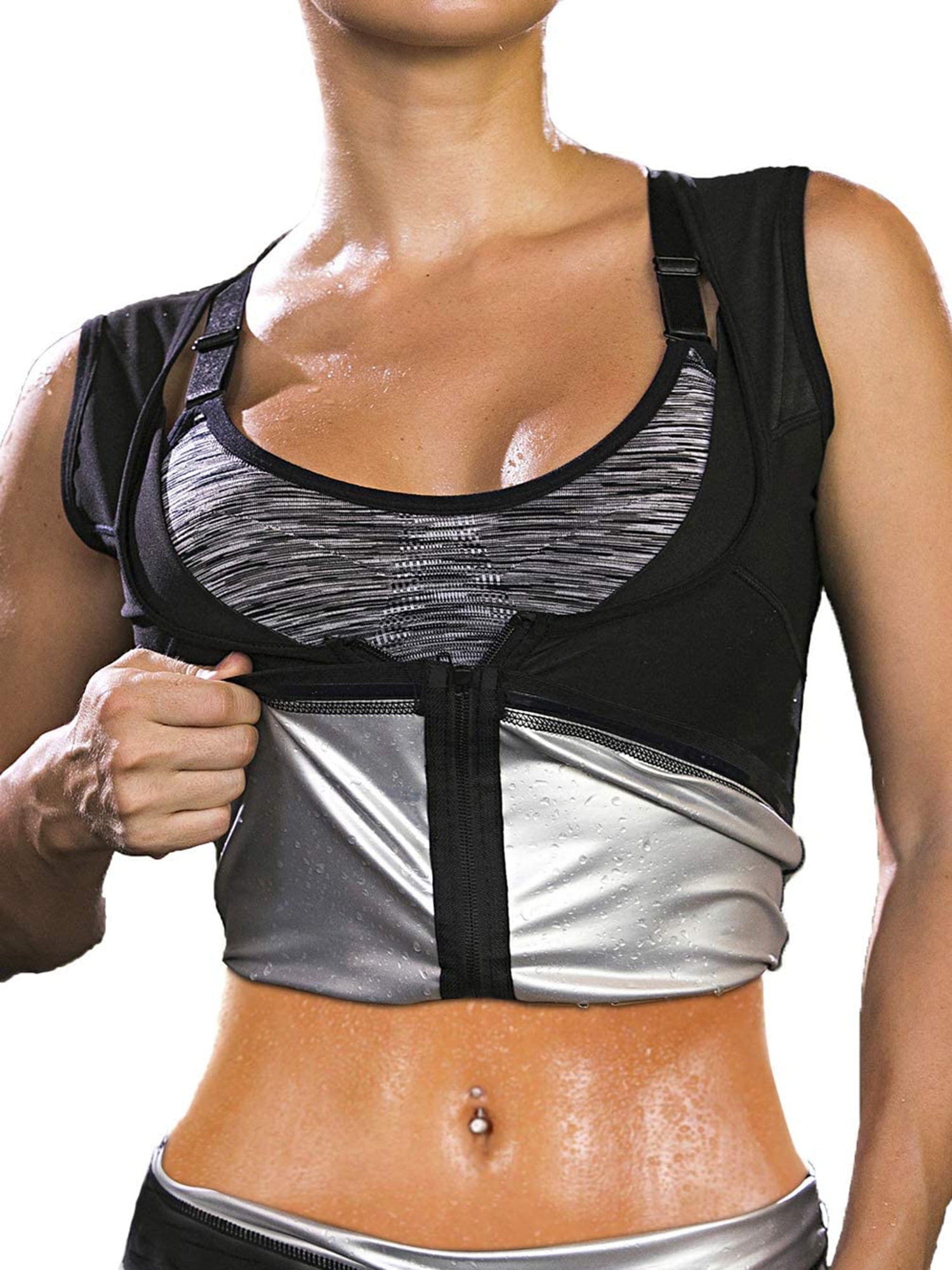 Women's Heat Trapping Sauna Shirt Sauna Suit Top Sweat Vest Compression Shapewear 