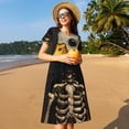 thumbnail image 4 of Naloa Duck Bones Print Womens Summer A-Line Dress with Pockets,Short Sleeve Dresses,Flowy Beach Swing Dress for Vacation Travel, 4 of 6