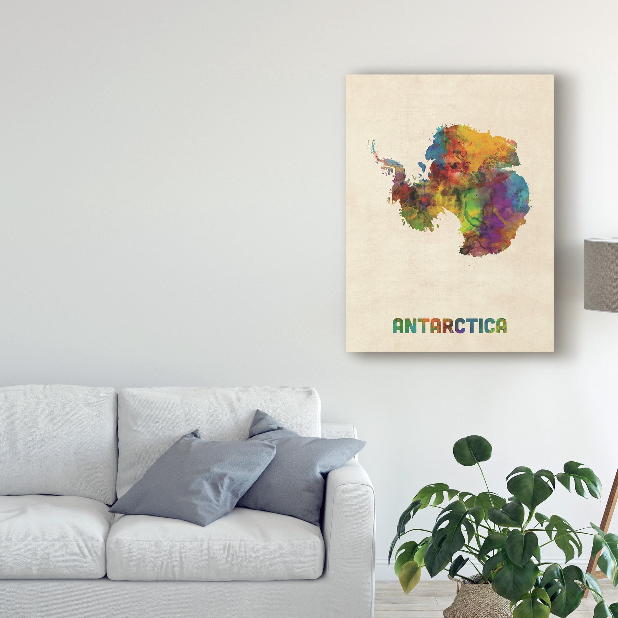 Trademark Fine Art 'Antarctica Watercolor Map' Canvas Art by Michael Tompsett