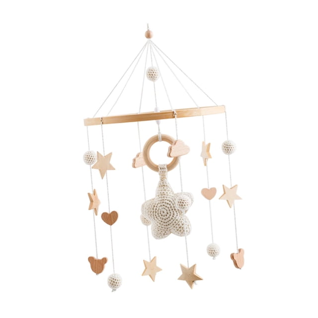 Móvil para cuna de bebé, campana colgante para cama, juguete colgante, campana para cama de bebé, juguetes Montessori creativos para bebés recién Estrella beige