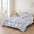thumbnail image 2 of Queen Quilt Set 90''x96'', Blue Flower Lightweight Bedspread Coverlet Set with 2 Pillow Shams, Vintage Farmhouse Boho Leaf Spring Summer Breathable All Season Quilt Bedding for Bedroom/Guest Room, 2 of 9