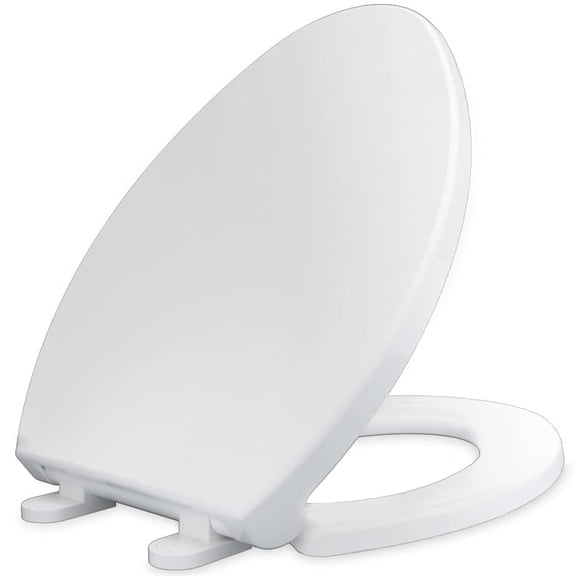 ASKPEAK Elongated Toilet Seat Slow Close, Easy to Install and Clean, Durable Plastic, White, Replacement Toilet Seats, Fits Standard Elongated, Obling or Oval Toilets