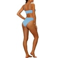 thumbnail image 3 of Women's 2 Piece Ribbed Bikini Sets, Adjustable Spaghetti Straps Sports Swimwear Bathing Suits Light Blue M, 3 of 5