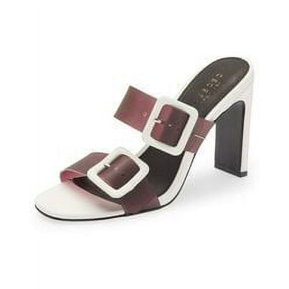 Cecelia New York Vicki Black/White Slip On Open Toe Block Heel Fashion Sandals (Black White, 6)