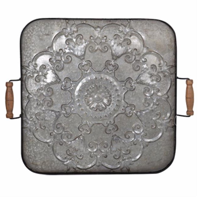 Benzara BM148581 Plateau Ravello Classique à la Mode, Carré, Gris