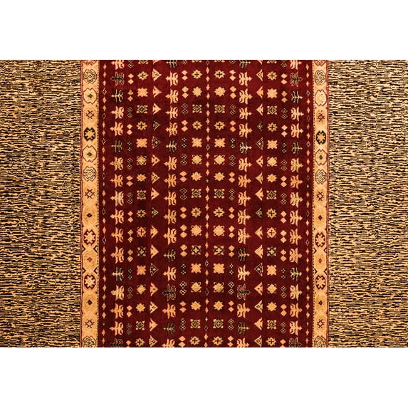 Ahgly Company Indoor Rectangle Abstract Orange Modern Area Rugs, 5' x 8'