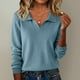 thumbnail image 1 of AUNVITO Women's V-Neck Slim Fit Long Sleeve Knit Sweater with Lightweight Comfort, 1 of 9