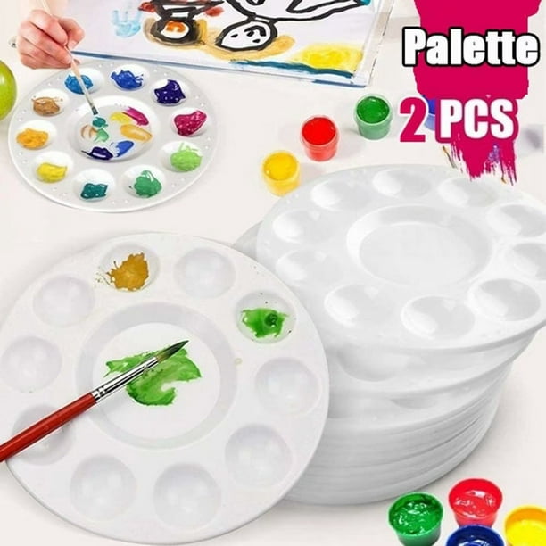 Palettes De Peinture en Plastique,Palette Peinture Enfant,Palette Ronde  Aquarelle,pour La Peinture, Le Dessin Et L'Artisanat De Bricolage,Palettes  De