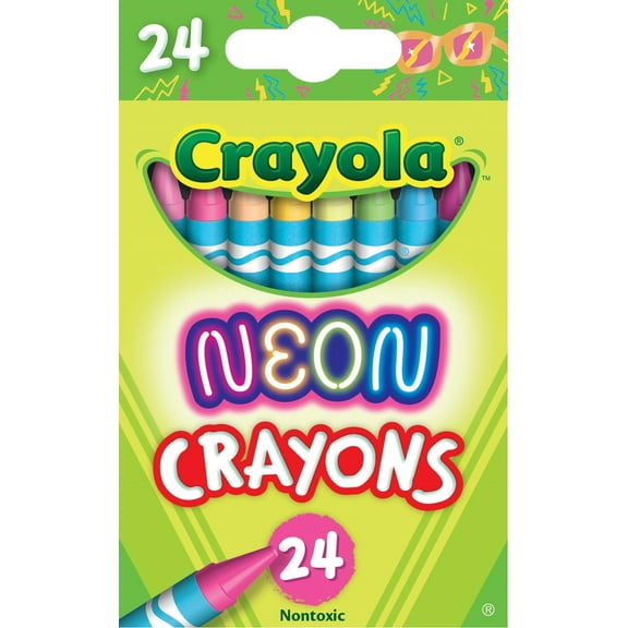 Crayola Neon Crayons, 24 Ct, Easter Basket Essentials, Classroom Must Haves, Cute Crayons, Arts & Crafts, Easter Gift for Kids, Ages 3
