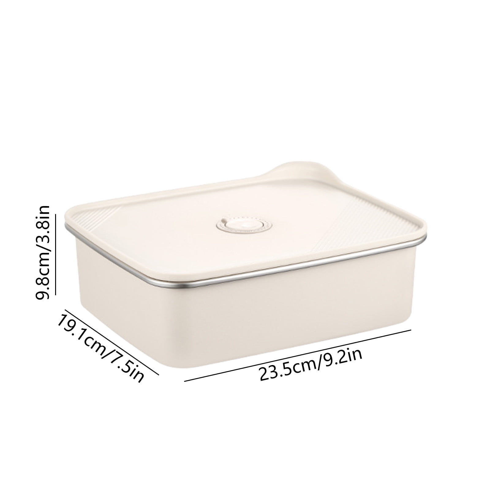 Microwaveable Stainless Steel Airtight Food Storage Container | Leak-Proof Odor-Free Lunch Box | BPA-Free 403 Steel | Stackable Bento for Meal Prep | 1 Pc | Beige | 23.5x19.1x9.6 cm