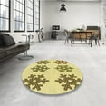 thumbnail image 4 of Ahgly Company Tapis d'Intérieur Rond Lavable en Machine Transitionnel Brun Doré Foncé, 3 Pieds Rond, 4 of 7