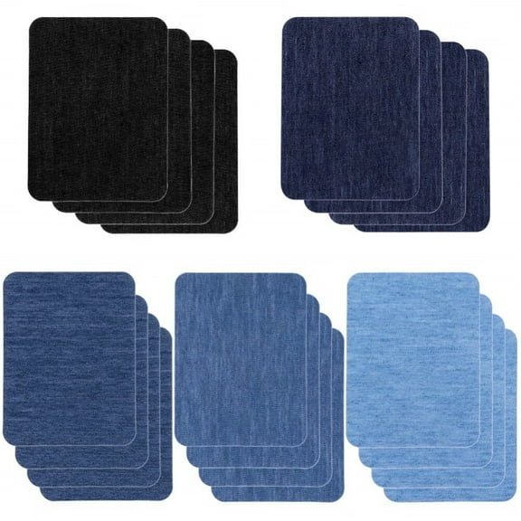 Patches for Jeans,20 Pcs Iron on Patches Denim Jean Patches for Clothing Repair,Inside Jeans,5 Colors (4.9" X 3.7")