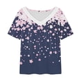 thumbnail image 5 of Craaazy Women Short Sleeve V Neck Tops Floral Print Casual Loose Fit Blouses for Summer Gift, 5 of 5