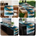 thumbnail image 6 of Abstract Teal Gold Table Runner 120 Inches Long, Green White Wall Art Textured Kitchen Coffee Dining Table Decoration for Home Party Birthday Wedding Home Decor 13x120 Inches, 6 of 8