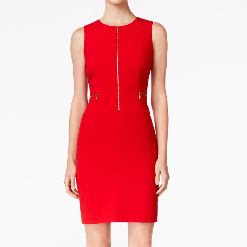 Calvin Klein Calvin Klein NEW Red Womens Size 0P Petite Zip Front