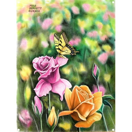 - Tiger Swallowtail in Rose Garden Metal Art Print by Mike Bennett (9