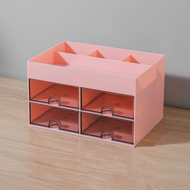 BESTYASH Organizador De Escritorio Rosa Con Cajones En Plástico Multiusos Para Oficina Y Cosméticos
