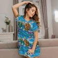 thumbnail image 3 of Uemuo Little Sea Turtles Pattern Women’s Nightdress – Casual Sleep Shirt, Soft Relaxed Fit Short-Sleeved Cotton Sleepwear for Home, Bedtime, and Lounging, 3 of 6