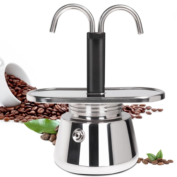 Cafetera de Acero Inoxidable de 2 Tazas con Doble Tubo para Moka, Cafetera de Café Expreso y Cafetera .