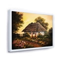 thumbnail image 3 of Traditional Cottage At Sunset In Autumn Flowers 40 in x 30 in Framed Painting Canvas Art Print, by Designart, 3 of 5
