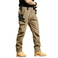 thumbnail image 2 of Men's Fleece Lined Hiking Cargo Pants - Winter Insulated Tactical Warming Trousers, Snow Ski Safari Pants with Deep Utility Pockets (No Belt Included) Khaki XL, 2 of 5