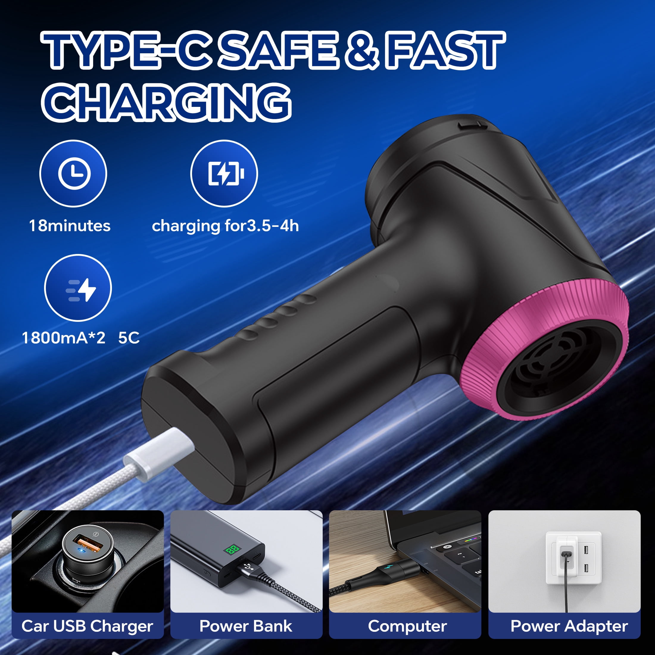 EVLIVE 4-In-1 Car Vacuum Cleaner, 9000PA Strong Suction, Can Clean Dead Corners Handheld Vacuum Cleaner, High Endurance Anti-Drop Car Vacuum Cleaner, Car,Home,Office.