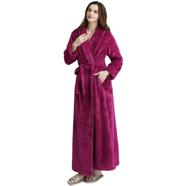 Artfasion Peignoir Long pour Femmes Grande Taille Chaud Doux Spa Peluche Robe de Nuit